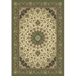 Tappeto persiano Isfahan classico medaglione crema-verde 12217