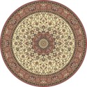 Tappeto persiano Isfahan classico rotondo medaglione crema-rosa 12217