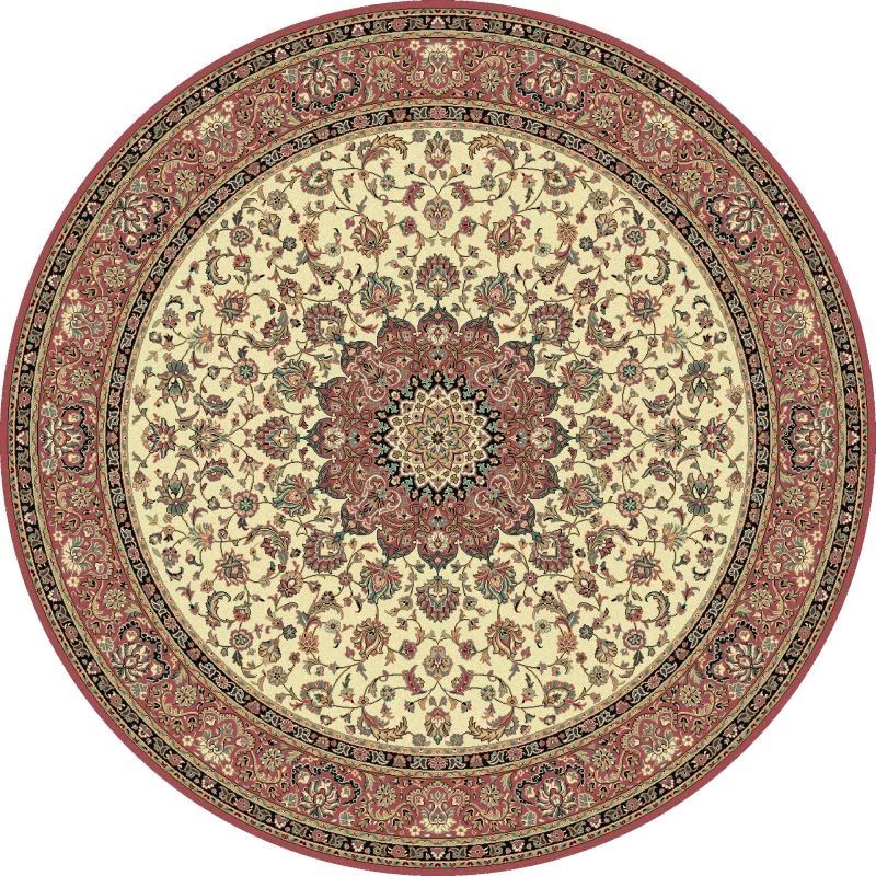 Carpet classico Isfahan classico rotondo medaglione crema-rosa 12217