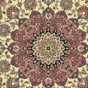 Tappeto persiano Isfahan classico rotondo medaglione crema-rosa 12217