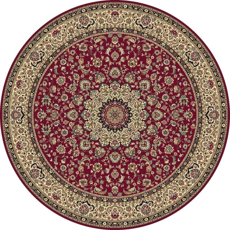Tappeto persiano Isfahan classico rotondo medaglione rosso 12217