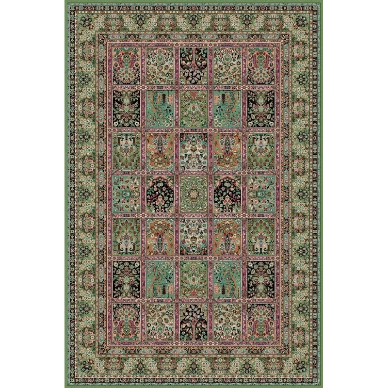 Tappeto persiano Qum formelle lana verde 1258