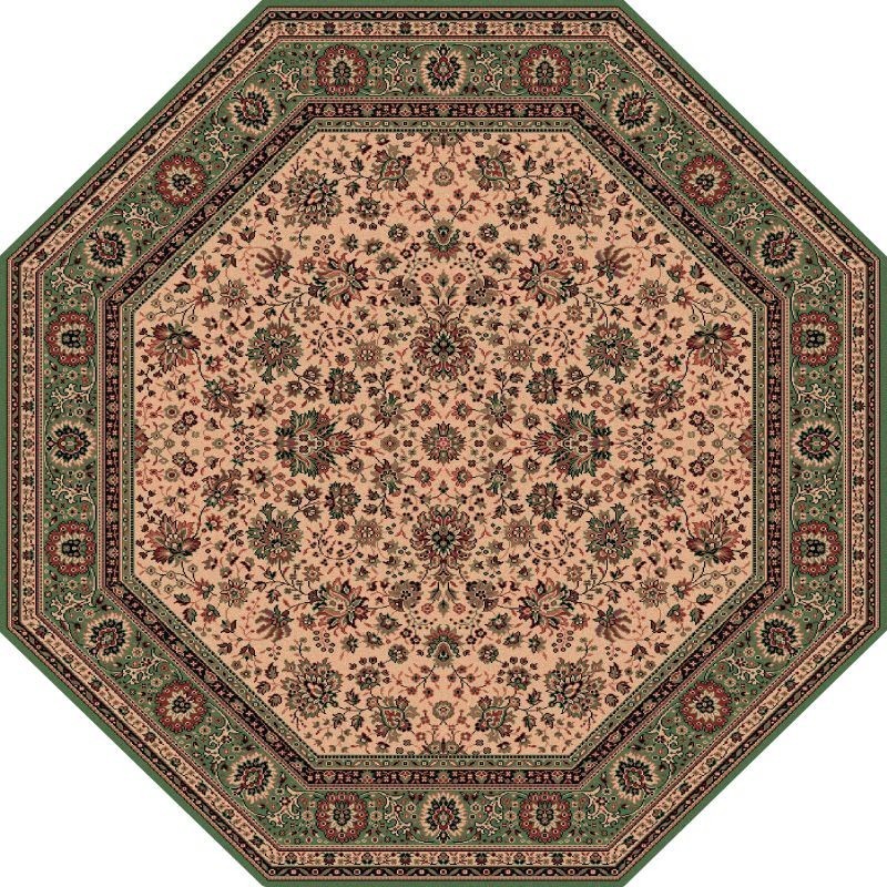 Tappeto persiano Tabriz fine lana ottagonale crema-verde 1516-508