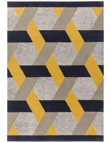 tappeto design Camden Gold con cuscino gemello giallo/oro/rame/mattone