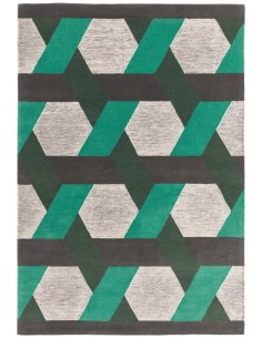 tappeto design Camden Green con cuscino gemello verde/oliva