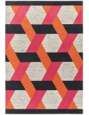 tappeto design Camden Orange con cuscino gemello rosso/arancio/bordeaux
