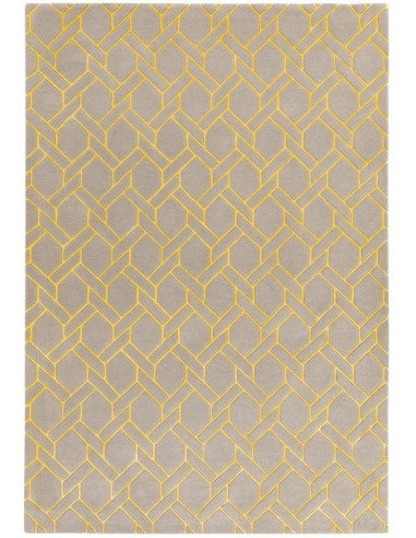 tappeto design Nexus Fine Lines Silver-Yellow con cuscino gemello giallo/oro/rame/mattone