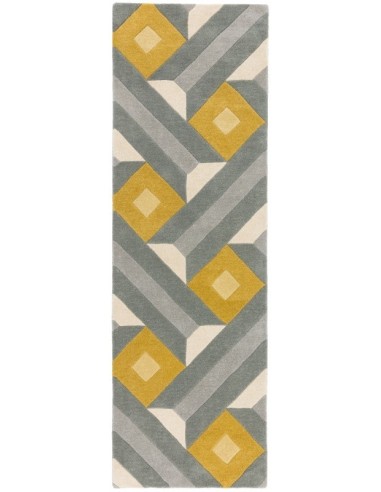 tappeto design Reef Rf01 Motif Ochre Grey Passatoia con cuscino gemello giallo/oro/rame/mattone
