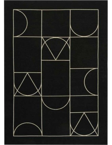 Tappeto moderno lavabile in lavatrice Signet Black collezione Art Deco Carpet Decor 160x230 200x300 23% cotone 77% poliestere Tu