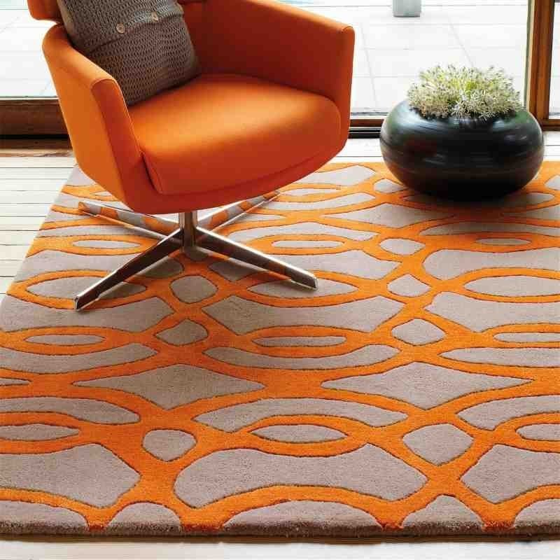 Carpet moderno geometrico Wire Orange lana