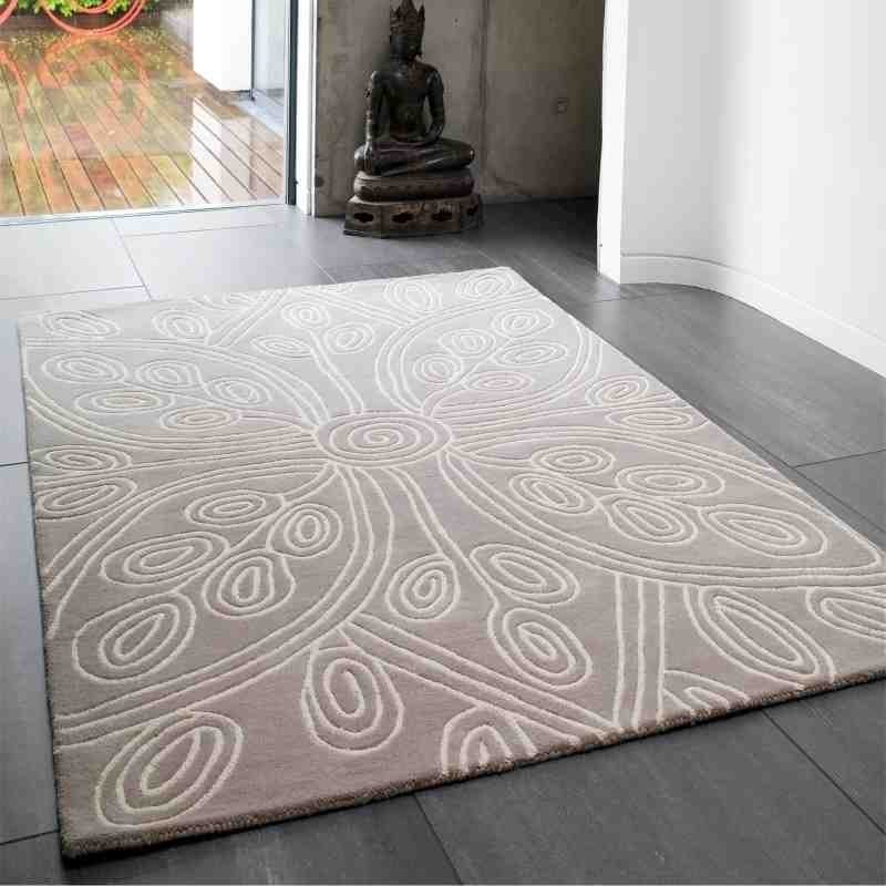 tappeto moderno floreale Kaya Beige lana