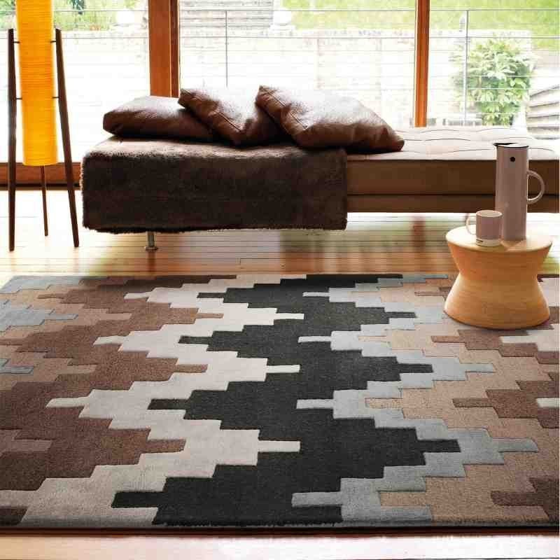 Carpet moderno geometrico Cuzzo Chocolate lana