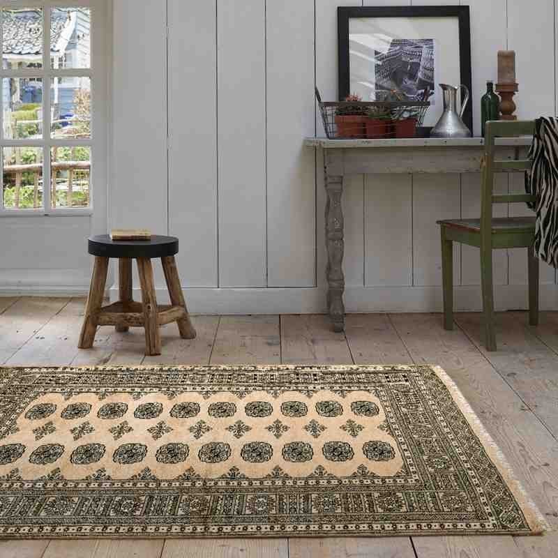 tappeto classico geometrico Bokhara Beige beige setoso